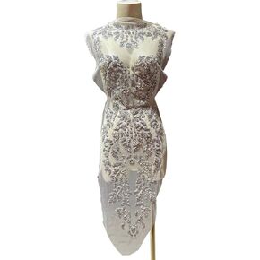 Rhinestone Applique,Silver Appliques,Sequin Iron-on Patch appliqué for Dresses, Stage Costumes, Wedding Dresses with appliqué. (Silver)