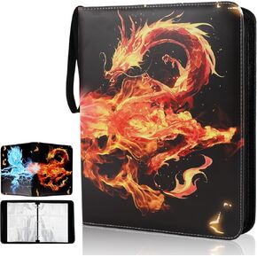 Card Binder 9 Pocket Trading Card Binder 900 Pockets Card Holder Collection Organizer with 50 Removable Sleeves and Zipper, Collector Binder for Boys Girls