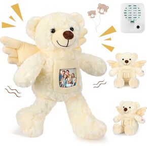 Leyndo Angel Remembrance Bear Plush Stuffed Animal with Recorder 12 Inch Voice Recording Dolls with a Picture Frame Memorial Toy for Family Baby Shower Birthday Party Gifts(Cream) in Kuwait