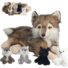 5 PCS Monkey Stuped Animal Set ، Mom MoM and Baby Studged Monkeys ، لعبة أفخم من القرد الحامل و 4 قرد صغير مع فيلكرو ، هدايا للأطفال ، ST-Toy-013