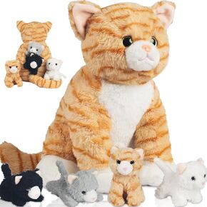 5 PCS Monkey Stuped Animal Set ، Mom MoM and Baby Studged Monkeys ، لعبة أفخم من القرد الحامل و 4 قرد صغير مع فيلكرو ، هدايا للأطفال ، ST-Toy-013