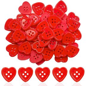 Heart Resin Buttons Love Heart Buttons, 48pcs Heart Shaped Sewing Buttons 4 Holes Assorted Colorful Buttons Bulk for Sewing Scrapbooking Crafts Decoration Clothes DIY Accessory Supplies (Mixed Color)