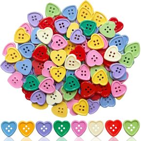 Heart Resin Buttons Love Heart Buttons, 48pcs Heart Shaped Sewing Buttons 4 Holes Assorted Colorful Buttons Bulk for Sewing Scrapbooking Crafts Decoration Clothes DIY Accessory Supplies (Mixed Color) in Kuwait