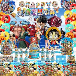 Oaroily birthday decorations, Anime party supplies, including backdrops, tablecloths, balloons, plates, forks, napkins for cool boy party favors