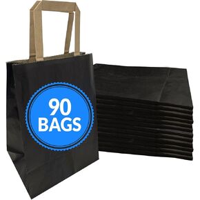 Reli. 90 Pack | 8"x4.5"x10.25"| Black Paper Bags w/Handles | Small Gift Bags/Shopping Bags | Gifts, Shopping, Retail, Party Favors