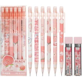 Molain Pink Mechanical Pencil Set, 6PCS Cute Mechanical Pencils 0.5mm with 200PCS HB Pencil Refills School Supplies Back to School Gift Mechanical Pencils for Kids Girls Writing Drawing Sketching