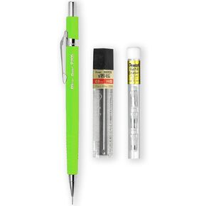 Pentel P205-97C Mechanical Automatic Pencil - Pastel Floral Range - Single + 12 Hi-Polymer HB 0.5mm Refill Leads + Z2-1N Eraser Refills Tube of 4 (Pastel Purple)