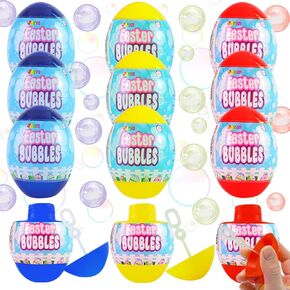 JOYIN 12 Easter Egg Bubbles Wands for Kids Seasonal Merriment Toys, Easter Theme Party Favor, Prefilled Easter Eggs Hunt, Easter Basket Stuffers Fillers, Classroom Gift Prizes