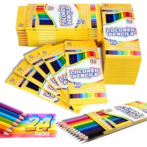 288 Count Colored Pencils, 24 Packs Pre-sharpened Coloring Pencils Bulk,12 Assorted Colors, Bulk School Supplies for Teachers, Classroom Prizes, Art Supplies for Adult Kids Boys Girls