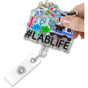 حامل الشارة القابل للتراجع عن Lablife ، معدات مختبر مضحكة شارة هدايا للعلماء الكيميائيين ، هدايا علم الأحياء الدقيقة لمعلم علوم تقنيات المختبر ، مختبر تقني الطبي الهدايا