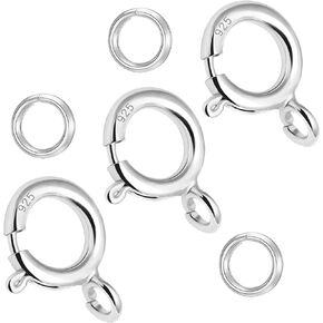 Spring Clasps 18k Gold Filled with Open Jump Rings Round Clasps for Necklaces Bracelet Or Jewelry Making, Made in Italy.0.2inch(5mm)