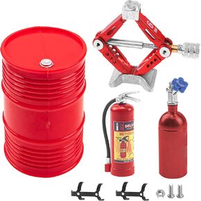 4Pcs HIRCQOO RC Scale Oil Drum Fire Extinguisher Nitrogen Bottle Jack Stands RC Decoration Accessories Compatible with Traxxas TRX4 Axial SCX10 D90 Tamiya CC01 Redcat Gen8 1/10 RC Crawler