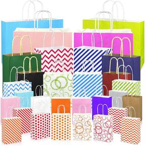 KEEPARTY 30 PCS Assorted Sizes Gift Bags Bulk Perfect for Weddings Partie and Holidays 4 Sizes and Multiple Colors Available