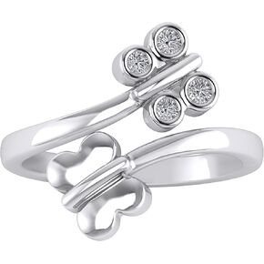 Sterling Silver (Flower, Cluster, Bypass Butterfly, Halo, Leaf, Yin Yang, Designer Band, Solitaire Flower, Love Heart Knuckle, Mid, Stylish Design, Heart Arrow) Toe Rings for Women