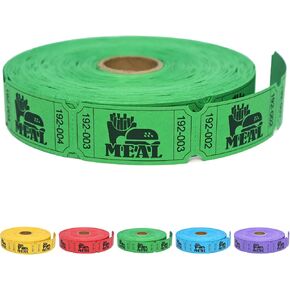 ESSENTIAL 1000 Raffle Tickets Rolls, Meal Tickets Single Roll for Events, Leisure, Movie Watching, Entertainment, Class Reward & Prizes - 5 Color Selection (Yellow)