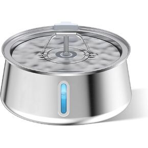 Stainless Steel Cat Water Fountain 4L/135oz Large Capacity Automatic Pet Water Fountain - Dog Water Dispenser with Water Level Window, Multi-Filter, Silent Pump, Provides Flowing Water