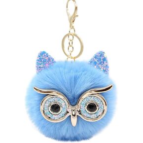 Puffball Owl Faux Fur Pom Pom Keychain Handbag Purse Jewellry Holder Keyring Backpack Pendants in Saudi Arabia