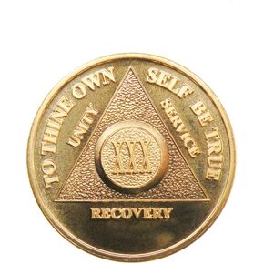 30 Year 24K Gold Plated AA (Alcoholics Anonymous) - Sober / Sobriety / Birthday / Anniversary / Recovery / Medallion / Coin / Chip