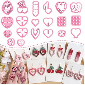 KEOKER Valentines Day Clay Cutters, Valentine Clay Cutters for Polymer Clay Jewelry, Valentine Polymer Clay Cutters Hearts, Heart Polymer Clay Cutter, 20 Shapes Valentines Day Polymer Clay Cutters