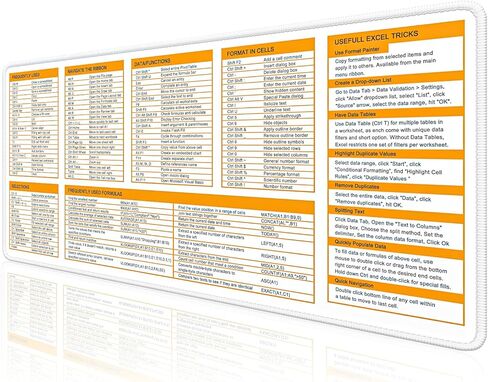 Excel Cheat Sheet Desk Desk ، وسادة الماوس الكبيرة الممتدة للألعاب ، واختصارات لوحة مفاتيح الكمبيوتر الكبير XXL لمفاتيح مفاتيح سطح المكتب ، وحصيرة مكتب جدول بيانات Office للوحة المفاتيح والكمبيوتر المحمول ، 31.5 × 15.7 بوصة ، أرجواني in Kuwait