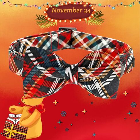 Lionheart glory Plaid Dog Collars Bowtie Dog Collar Heavy Duty Adjustable Fall Dog Collar for Medium Dogs Collar Dog Bow Male Dog Collar in Kuwait