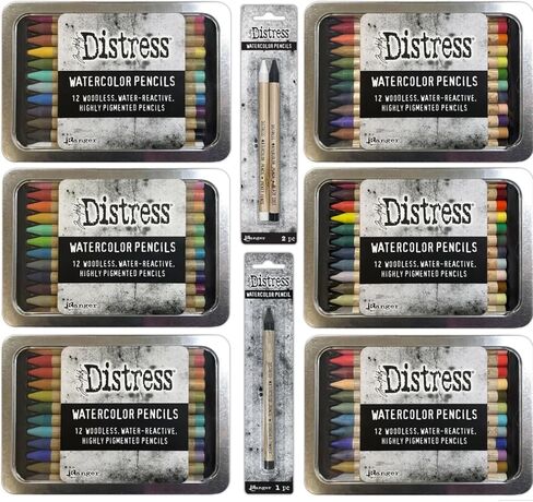 Ranger Ink Bundle - Tim Holtz Distress ALL available Watercolor Pencils 75 total. Sets 1, 2, 3, 4, 5, and 6. Plus the additional 3 colors: Black Soot, Picket Fence and Scorched Timber. in Saudi Arabia