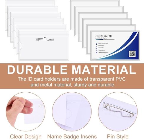 50 PCS PIN نمط اسم شارة حامل الشارة البلاستيكية واضحة مع علامات معرف العلامات مع دبابيس الأسم in Kuwait