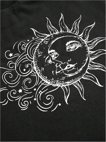 SOLY HUX Women's Graphic Tees Off Shoulder Half Sleeve Sun Moon Print T Shirt Crop Tops in Saudi Arabia