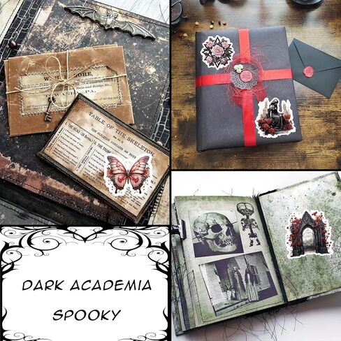 100 Pcs Dark Aesthetic Goth Style Stickers, Vintage Rose Skull Stickers Horror Vinyl Decals for Water Bottles Laptop Phone Scrapbook Junk Journal Collage DIY Crafts in Saudi Arabia