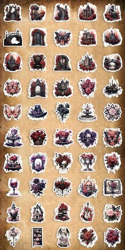 100 Pcs Dark Aesthetic Goth Style Stickers, Vintage Rose Skull Stickers Horror Vinyl Decals for Water Bottles Laptop Phone Scrapbook Junk Journal Collage DIY Crafts in Saudi Arabia