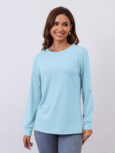 EADINVE Women Crewneck Long Sleeve Tops Fall Basic Long Sleeve T Shirts Casual Loose Fit Tunic Tees 2024 in Kuwait