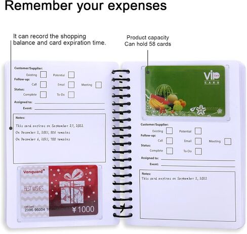 Business Card Organizer Business Card Holder Book, Portable Credit Card Organizer, Managing All Card Holder Notebook, Card Holder Manage and Remind Important Matters of Card, Capacity: 58 Crads in Kuwait