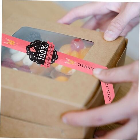 GANAZONO Labels Stickers Adhesive Labels Cake Decorations 300 Pcs Stickers Kraft Paper Pink Strip Packing Box Chocolate Box Cake Decor Packaging Sticker in Saudi Arabia