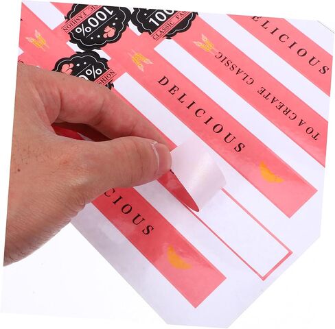 GANAZONO Labels Stickers Adhesive Labels Cake Decorations 300 Pcs Stickers Kraft Paper Pink Strip Packing Box Chocolate Box Cake Decor Packaging Sticker in Saudi Arabia
