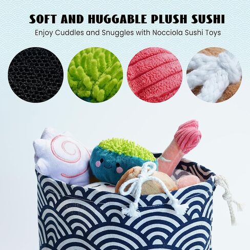 Nocciola 10 PCS Sushi Small Dog Toys to Keep Them Busy, Cute Stuffed Puppy Toys with Bag, Plush Dog Squeaky Toy for Small to Medium Dog, Doggie Birthday Gifts in Kuwait