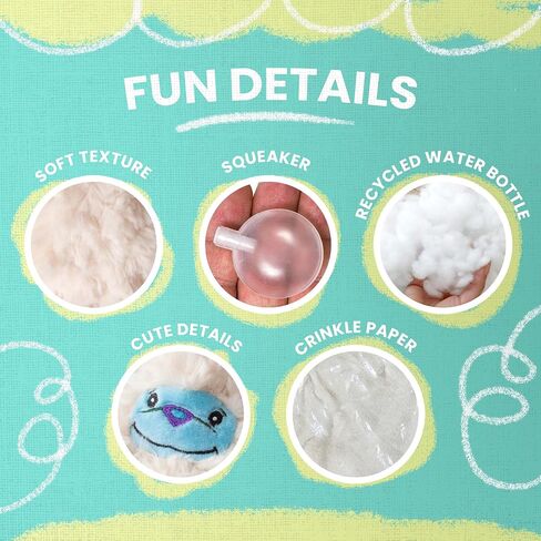 SnugArooz Young Yeti with Repair Patch - Soft Plush Dog Toy with Squeaker & Crinkle Sounds - Eco Friendly - for Small to Medium Dogs and Durable in Kuwait