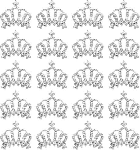 PATIKIL 20Pcs Crown Charms, 1" x 0.95" Mini Metal Rhinestone Crystal Crown Embellishments Bulk DIY Handmade Phone Case Clothes Decor Party, Gold Tone in Saudi Arabia