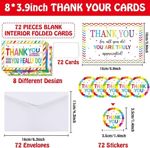 36 Sets Employee Appreciation Cards Assortment Thank You Greeting Cards Bulk with Envelopes & Stickers Blank Inside Gratitude Cards We Appreciate You Note Card for Coworker Staff 8 Designs 6x4in in Saudi Arabia