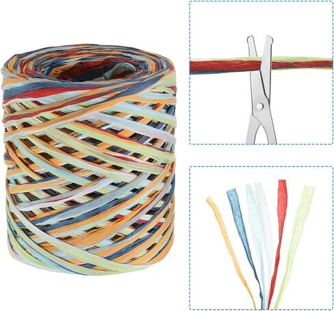 Patikil 219 ياردة شريط Raffia ، الورق الورق الورق الورق الورق الشريط خيوط التغليف لربط الهدايا والزينة ، الأزرق/الأخضر الداكن in Saudi Arabia