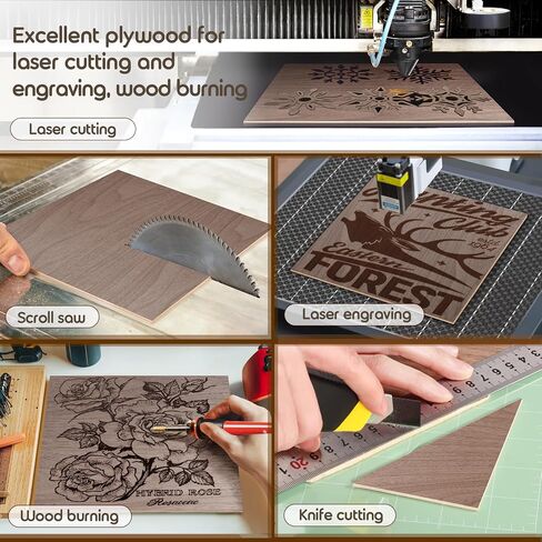 24 Pack 12x12x1/8 Inch Basswood Sheets, MAPRIAL Smooth 3mm Plywood for Laser Cutting, Unfinished Wood Board for Engraving, Wood Burning, Painting, Crafts, Ornaments, Models, Cutter, Engraver, Gifts in Saudi Arabia