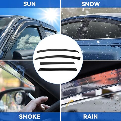 4pcs Front+Rear Smoke Tint Sun/Rain Guard Outside Mount Tape-On Vent Window Visors compatible with 05-09 LaCrosse in Kuwait