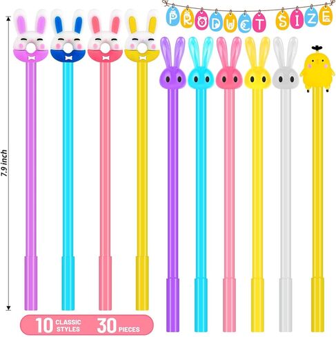 WDAHDHP Happy Easter Pens for Kids ، 30pcs pens easter rollerball pens ، easter cartoon ink ink ink with ink black ink for stealth steach school schools exter sevice gift in Kuwait