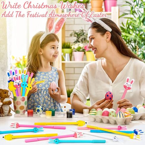 WDAHDHP Happy Easter Pens for Kids ، 30pcs pens easter rollerball pens ، easter cartoon ink ink ink with ink black ink for stealth steach school schools exter sevice gift in Kuwait