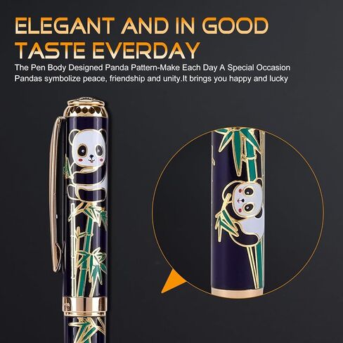 24K Gold Luxury Rollerball Pens for Men Women, Smooth Writing Premium Office Pens for Business, Panda Design Executive Gift for Boss Birthday Anniversary (Black) in Saudi Arabia