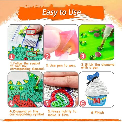 yokushi 8pcs Cartoon Diamond Art Coasters Kit للبالغين ، طقم Catemond Diamond Painting Coasters مع قاعدة حامل Cork ، مجموعة الطلاء الفنية الصغيرة للماس للبالغين للأطفال in Kuwait
