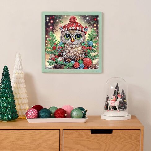 طقم اللوحة الفنية الماس عيد الميلاد ، بومة 5D DIY ، شكل خاص كريستال الماس الجزئي الماس الجزئي للفنون الحرف اليدوية ، فن الماس الاصطناعي ، ديكور فني على الحائط لغرفة النوم ، المكتب ، غرفة المعيشة ديكور هدية in Kuwait
