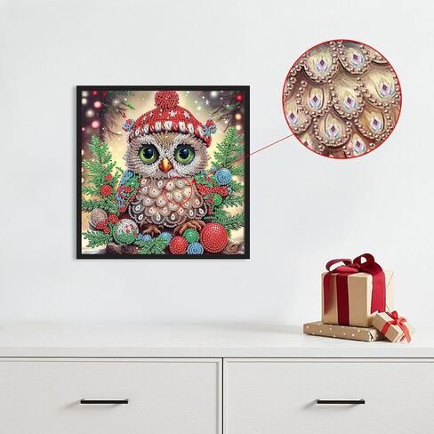 طقم اللوحة الفنية الماس عيد الميلاد ، بومة 5D DIY ، شكل خاص كريستال الماس الجزئي الماس الجزئي للفنون الحرف اليدوية ، فن الماس الاصطناعي ، ديكور فني على الحائط لغرفة النوم ، المكتب ، غرفة المعيشة ديكور هدية in Kuwait