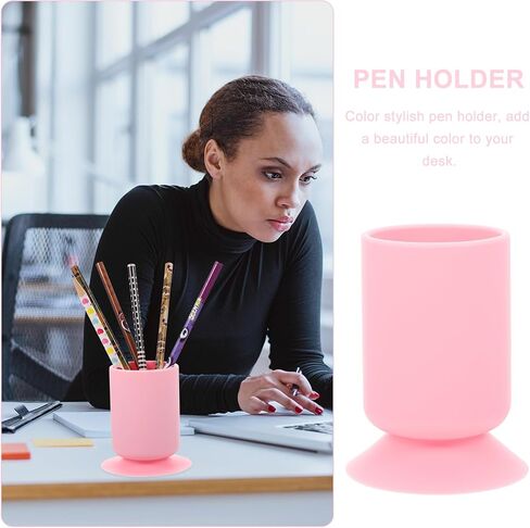 FOMIYES Silicone Suction Cup Pen Holder Pen Holders for Desk Pencil Case Organizer Makeup Brush Holders for Vanity Non Slip Flower Vase Makeup Organizer Desktop Storage Bucket in Kuwait