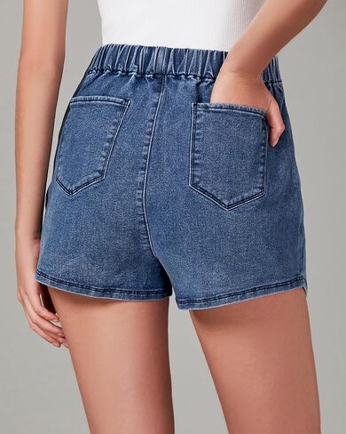 Luvamia جان Skorts للمرأة عالية الخصر سحب على بسط الدنيم تنّورة ملفوفة مع السراويل العصرية غير المتكافئة Skort in Saudi Arabia