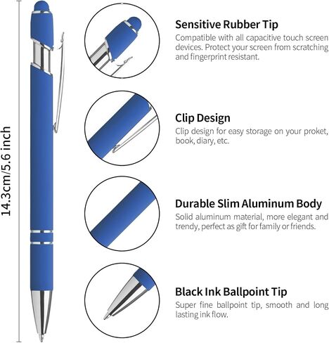 5-Pack 2-in-1 Stylus and Retractable Ballpoint Pen, Metal Tip Stylus for Touch Screens, Smooth Writing Instrument for Business and Gifts, 1.0mm Black Ink,Purple in Saudi Arabia